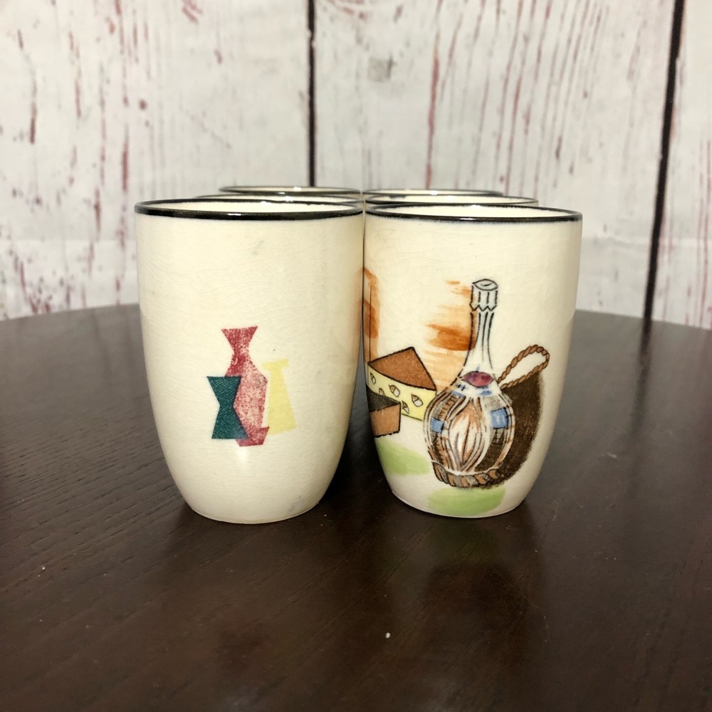 CAPRI BY Royal Sealy Japan Vintage  50s Ceramic Tea or Sake Cups set of 6